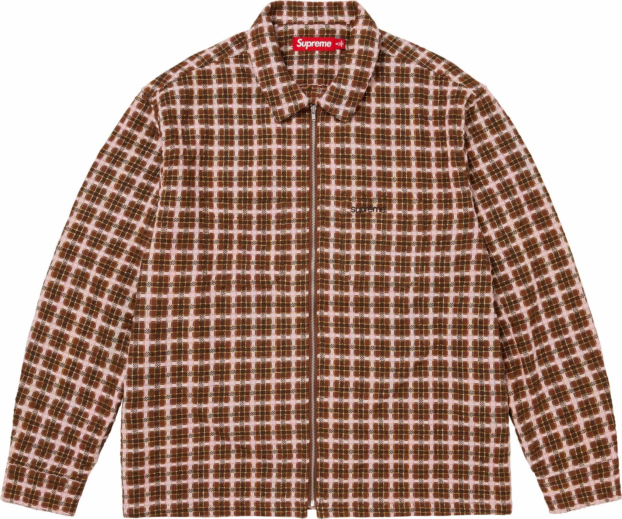 Metallic Plaid Zip Up Shirt view 2